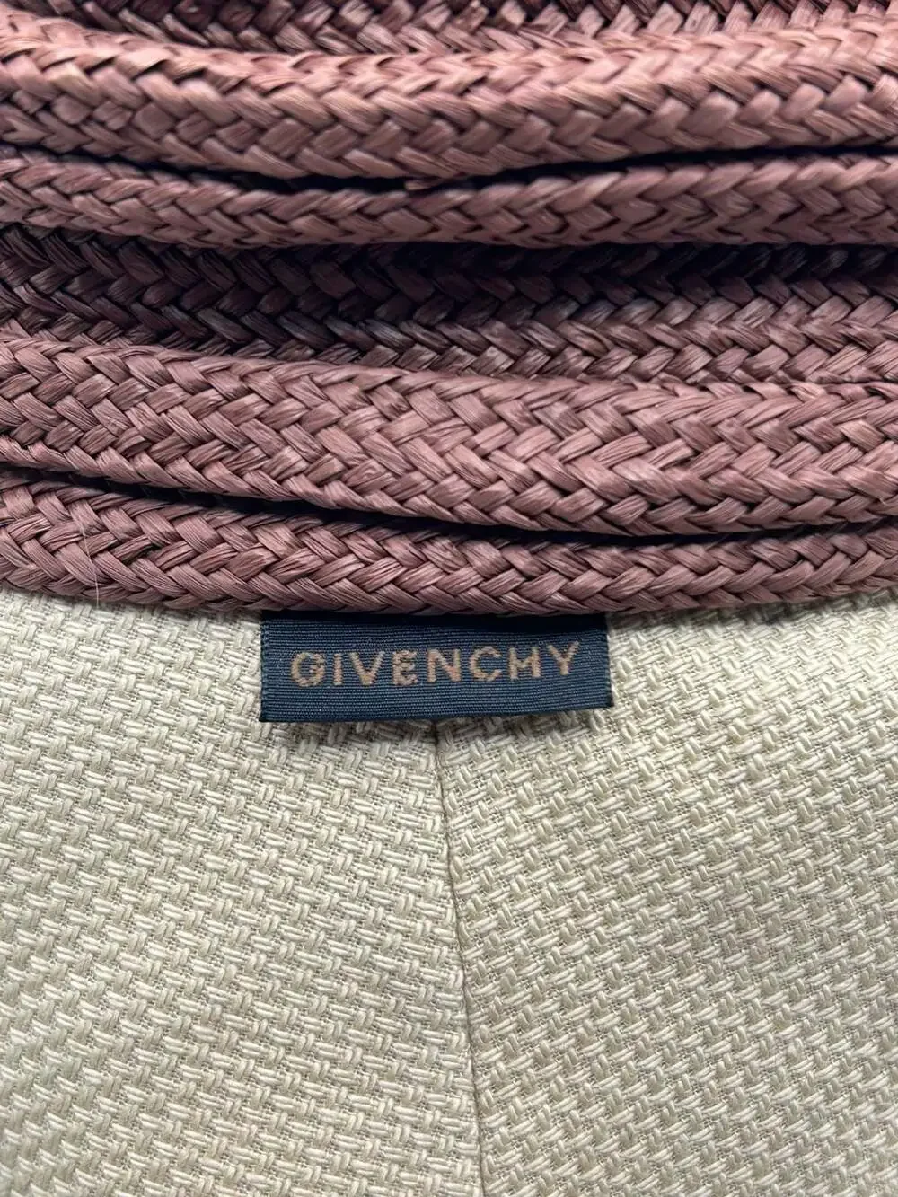 Vintage Givenchy Chapeaux Beige and Brown Straw Sun Visor Hat